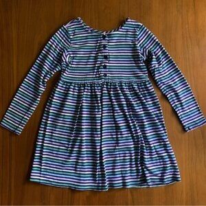 Hanna Andersson girls long sleeve stripe dress with buttons size 8 (Hanna 130)